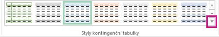 Tlačítko Další v galerii Styly kontingenční tabulky