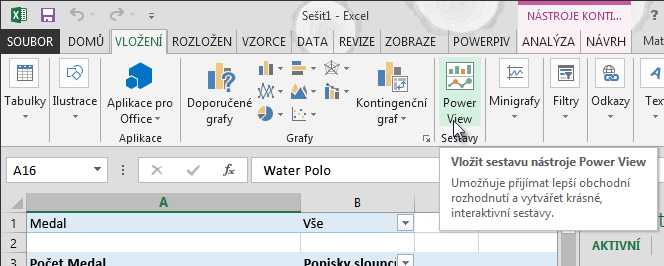 Vložení sestavy Power View