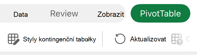 Karta Kontingenční tabulka na iPadu