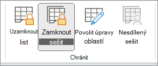 Zvýrazněná možnost Zamknout sešit