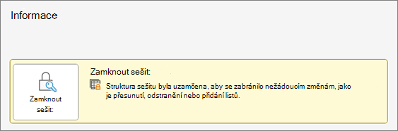 Zamknout sešit v nabídce Informace