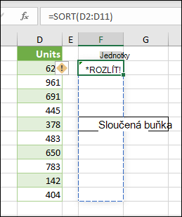 #SPILL! – Přesah do sloučené buňky