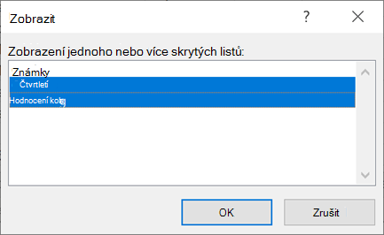 Dialogové okno Zobrazit
