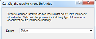 Dialog Označit jako tabulku kalendářních dat