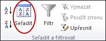 Příkaz Seřadit ve skupině Seřadit & filtr na kartě Data v Excelu