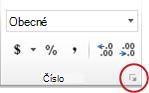 Ikona pro otevření dialogového okna ve skupině Číslo