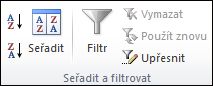 Skupina Seřadit a filtrovat na kartě Data