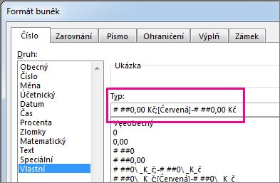 Vlastní formát k zobrazení záporných procent červeně