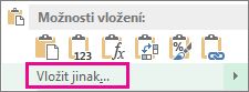 Příkaz Vložit jinak, který se zobrazí po zkopírování buňky, následném vybrání sloupce nebo řádku buněk a kliknutí pravého tlačítka