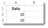 Data v buňkách A2 a A3 v excelovém listu