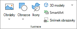 Snímek obrazovky se skupinou Ilustrace na kartě Vložení