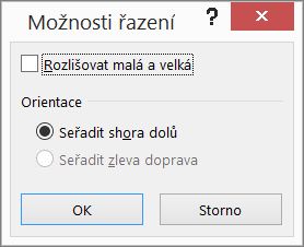 V dialogovém okně Seřadit klikněte na Možnosti