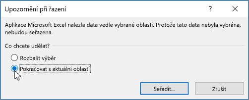 Klikněte na Pokračovat s aktuální oblastí.
