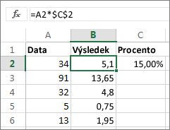 Vynásobení čísel procentem