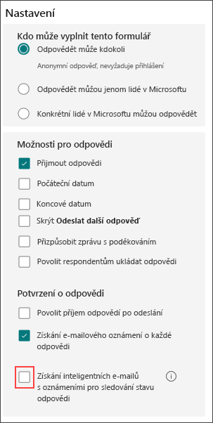 Nastavení formuláře pro inteligentní připomenutí