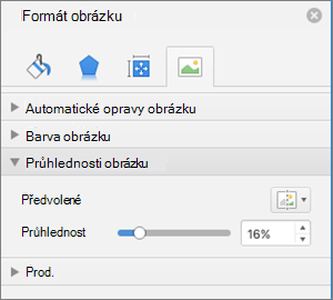 Úprava průhlednosti barev v podokně Formát obrázku