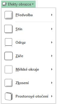 Nabídka Efekty obrazců