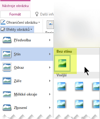 Nevhodný obrázkový efekt můžete vypnout výběrem možnosti Bez efektu.