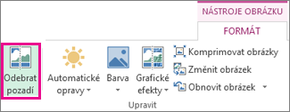 Tlačítko Odebrat pozadí ve skupině Upravit na kartě Formát v části Nástroje obrázku