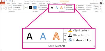 Příkazy Styly WordArt na pásu karet