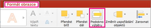 Zobrazuje kartu Formát obrazce v PowerPointu 2016 pro Mac.