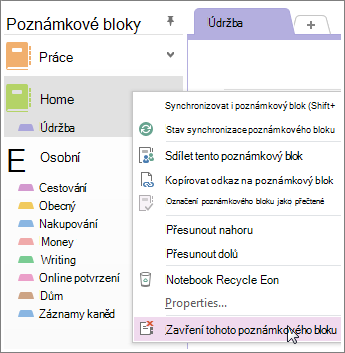 Pokud už poznámkový blok nepotřebujete, můžete ho zavřít.