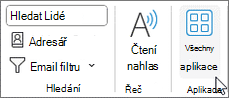 Tlačítko Všechny aplikace v Outlooku pro Windows