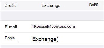 Exchange – přihlášení