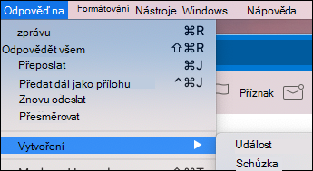 Vytvořte událost z e-mailu v Outlook pro Mac.