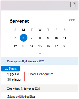 Nabídka Můj den pro Outlook pro Mac