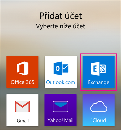 Přidejte účet Exchange.