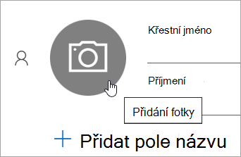 Snímek obrazovky s možností přidat fotku kontaktu