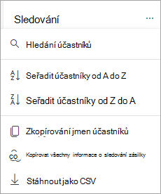 Seřadit a vyhledat účastníky