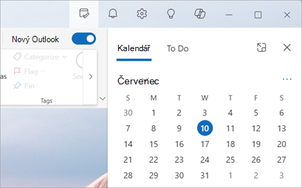 Když vyberete Můj den (vedle Oznámení), můžete si vybrat, jestli chcete zobrazit karty Kalendář nebo Úkoly.