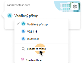 Snímek obrazovky znázorňující možnost vybrat budovu jako místo výkonu práce