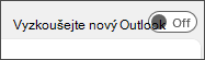 Snímek obrazovky s přepnutím Vyzkoušejte nový Outlook