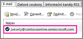 Účet v dialogovém okně Nastavení účtu v Outlooku 2013