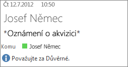 E-mail označený jako důvěrný