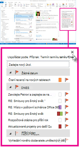 Připnutý náhled úkolů