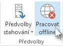 Příkaz Pracovat offline na pásu karet