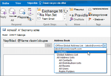 Kontakty naimportované z Gmailu najdete v Office 365 tak, že zvolíte Adresář.