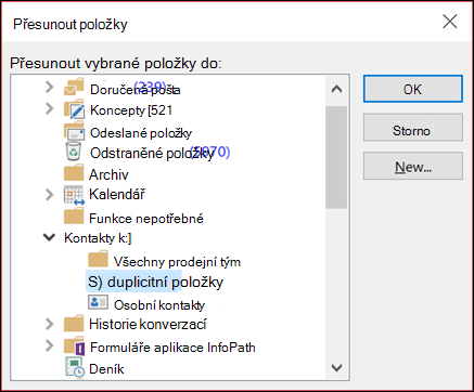 Přesuňte své kontakty do jiné složky.