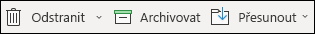 Položky nabídky Odstranit a Archivovat