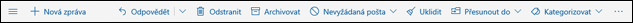 Outlook.com – panel nástrojů zprávy