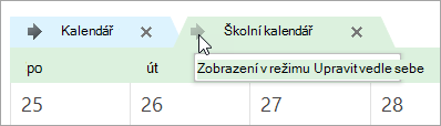 Klikněte na šipku Zobrazit v režimu s rozložením vedle sebe.