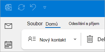Snímek obrazovky Nový kontakt na pásu karet klasického Outlooku