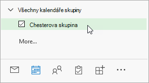 Snímek obrazovky s ikonou Všechny kalendáře skupiny v navigačním podokně