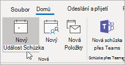 Snímek obrazovky s tlačítkem Nová událost