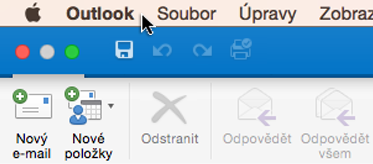 Pokud chcete zjistit, jakou verzi Outlooku máte, zvolte na řádku nabídek Outlook.