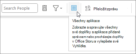 Ikona Všechny aplikace ve sbaleném rozložení pásu karet v Outlooku pro Windows.
